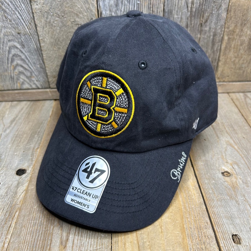 Boston Bruins 47 Clean Up Sparkle Team Color Adjustable Hat Black NHL New